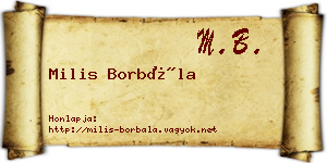 Milis Borbála névjegykártya